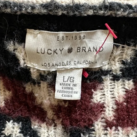 Lucky Brand Southwestern Aztec Print Open Front Cardigan Nordic Boho - Picture 5 of 6